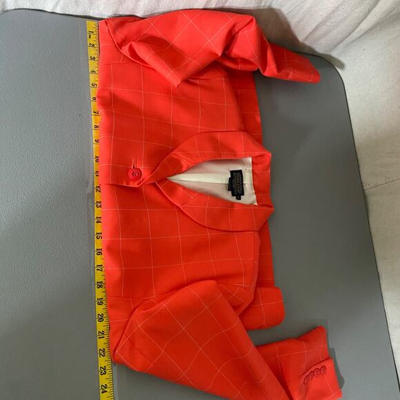 Pendleton Womens Blazer Size 16 100% Virgin Wool Bright Coral Windowpane Plaid - Picture 9 of 11